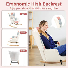 Load image into Gallery viewer, Unovivy Rocking Chair Nursery, Upholstered Nursing Armchair with Wooden Base, Baby Glider Rocker with Backrest, Small Gliding Seat for Bedroom, Living Room, Office, 30 Inches Depth, Patchwork Patchwork Pink