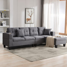 Load image into Gallery viewer, Unovivy 99" Sectional Couches for Living Room, L Shaped Sectional Couch with Removable Ottoman and Cup Holders, Convertible Sectional Sofas for Living Room, Apartment(Gray)