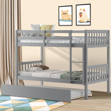Load image into Gallery viewer, Unovivy Twin Over Full Bunk Bed with Trundle, Bunk Beds Twin Over Full Size with Guardrails and Ladder, Suitable for Kids, Teens, Boys, Girls, No Box Spring Needed, Espresso