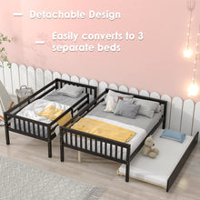 Load image into Gallery viewer, Unovivy Twin Over Full Bunk Bed with Trundle, Bunk Beds Twin Over Full Size with Guardrails and Ladder, Suitable for Kids, Teens, Boys, Girls, No Box Spring Needed, Espresso