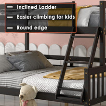 Load image into Gallery viewer, Unovivy Twin Over Full Bunk Bed with Trundle, Bunk Beds Twin Over Full Size with Guardrails and Ladder, Suitable for Kids, Teens, Boys, Girls, No Box Spring Needed, Espresso