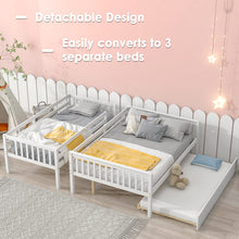 Load image into Gallery viewer, Unovivy Twin Over Full Bunk Bed with Trundle, Bunk Beds Twin Over Full Size with Guardrails and Ladder, Suitable for Kids, Teens, Boys, Girls, No Box Spring Needed, White