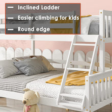 Load image into Gallery viewer, Unovivy Twin Over Full Bunk Bed with Trundle, Bunk Beds Twin Over Full Size with Guardrails and Ladder, Suitable for Kids, Teens, Boys, Girls, No Box Spring Needed, White