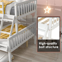 Load image into Gallery viewer, Unovivy Twin Over Full Bunk Bed with Trundle, Bunk Beds Twin Over Full Size with Guardrails and Ladder, Suitable for Kids, Teens, Boys, Girls, No Box Spring Needed, White