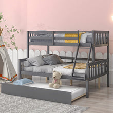 Load image into Gallery viewer, Unovivy Twin Over Full Bunk Bed with Trundle, Bunk Beds Twin Over Full Size with Guardrails and Ladder, Suitable for Kids, Teens, Boys, Girls, No Box Spring Needed, Grey