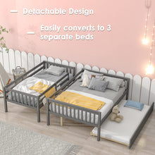 Load image into Gallery viewer, Unovivy Twin Over Full Bunk Bed with Trundle, Bunk Beds Twin Over Full Size with Guardrails and Ladder, Suitable for Kids, Teens, Boys, Girls, No Box Spring Needed, Grey