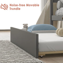 Load image into Gallery viewer, Unovivy Twin Over Full Bunk Bed with Trundle, Bunk Beds Twin Over Full Size with Guardrails and Ladder, Suitable for Kids, Teens, Boys, Girls, No Box Spring Needed, Grey