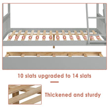 Load image into Gallery viewer, Unovivy Twin Over Full Bunk Bed with Trundle, Bunk Beds Twin Over Full Size with Guardrails and Ladder, Suitable for Kids, Teens, Boys, Girls, No Box Spring Needed, Grey