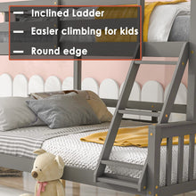 Load image into Gallery viewer, Unovivy Twin Over Full Bunk Bed with Trundle, Bunk Beds Twin Over Full Size with Guardrails and Ladder, Suitable for Kids, Teens, Boys, Girls, No Box Spring Needed, Grey