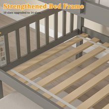 Load image into Gallery viewer, Unovivy Twin Over Twin Bunk Bed with Trundle, Solid Wood Bunk Bed Twin Over Twin with Guardrails and Ladder, Convertible to 2 Beds, Fit for Kids, Teens, No Box Spring Needed, Grey