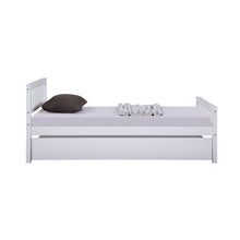Load image into Gallery viewer, Unovivy Twin Bed with Trundle, Platform Bed Frame with Headboard and Footboard, Suitable for Bedroom Small Living Space, No Box Spring Needed, White