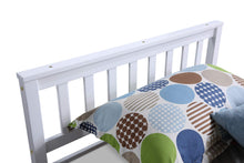 Load image into Gallery viewer, Unovivy Twin Bed with Trundle, Platform Bed Frame with Headboard and Footboard, Suitable for Bedroom Small Living Space, No Box Spring Needed, White