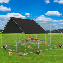 Load image into Gallery viewer, Unovivy Large Metal Chicken Coop with Rest Table Run, Walk-in Poultry Cage Hen Run House Rabbits with Waterproof Cover and Secure Lock for Outside, Backyard and Farm (9.8' Lx13.1' Wx6.4' H)