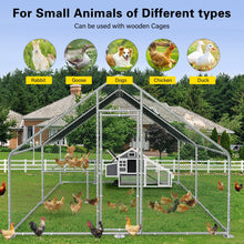 Load image into Gallery viewer, Unovivy Large Metal Chicken Coop with Rest Table Run, Walk-in Poultry Cage Hen Run House Rabbits with Waterproof Cover and Secure Lock for Outside, Backyard and Farm (9.8' Lx13.1' Wx6.4' H)