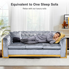 Load image into Gallery viewer, Unovivy 81” Chesterfield Sofa Velvet, Modern 3 Seater Tufted Couch for Living Room, Bedroom, Apartment, Luxury Upholstered Lounge Seat with Stainless Steel Gold Legs, 2 Pillows Included