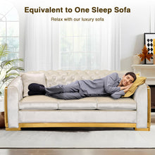 Load image into Gallery viewer, Unovivy 81” Chesterfield Sofa Velvet, Modern 3 Seater Tufted Couch for Living Room, Bedroom, Apartment, Luxury Upholstered Lounge Seat with Stainless Steel Gold Legs, 2 Pillows Included