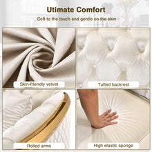 Load image into Gallery viewer, Unovivy 81” Chesterfield Sofa Velvet, Modern 3 Seater Tufted Couch for Living Room, Bedroom, Apartment, Luxury Upholstered Lounge Seat with Stainless Steel Gold Legs, 2 Pillows Included