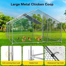 Load image into Gallery viewer, Unovivy Large Metal Chicken Coop Run, Walk-in Poultry Cage Heavy Duty Chicken Runs, Chicken Pen with Waterproof Cover, Ducks Rabbits Habitat Spire Shaped Outdoor Farm Use (189.15 Square Feet)
