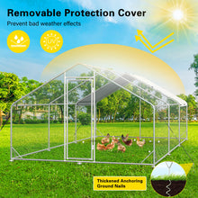 Load image into Gallery viewer, Unovivy Large Metal Chicken Coop Run, Walk-in Poultry Cage Heavy Duty Chicken Runs, Chicken Pen with Waterproof Cover, Ducks Rabbits Habitat Spire Shaped Outdoor Farm Use (189.15 Square Feet)