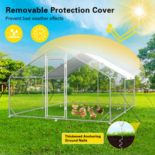 Load image into Gallery viewer, Unovivy Large Metal Chicken Coop Run, Walk-in Poultry Cage Heavy Duty Chicken Runs, Chicken Pen with Waterproof Cover, Ducks Rabbits Habitat Spire Shaped Outdoor Farm Use (123.19 Square Feet)