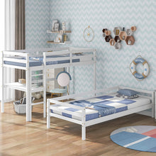Load image into Gallery viewer, L Shaped Loft Bunk Beds Twin Desk Gray white