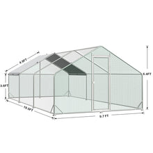 Load image into Gallery viewer, Unovivy Large Metal Chicken Coop Run, Walk-in Poultry Cage Heavy Duty Chicken Runs, Chicken Pen with Waterproof Cover, Ducks Rabbits Habitat Spire Shaped Outdoor Farm Use (189.15 Square Feet)