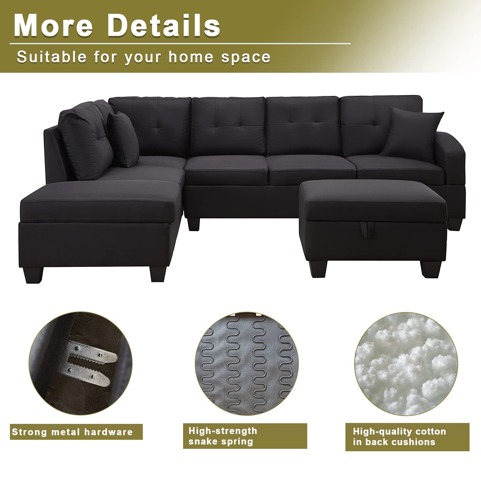 Unovivy Large Sectional Couches For