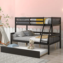 Load image into Gallery viewer, Unovivy Twin Over Full Bunk Bed with Trundle, Bunk Beds Twin Over Full Size with Guardrails and Ladder, Suitable for Kids, Teens, Boys, Girls, No Box Spring Needed, Espresso
