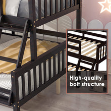 Load image into Gallery viewer, Unovivy Twin Over Full Bunk Bed with Trundle, Bunk Beds Twin Over Full Size with Guardrails and Ladder, Suitable for Kids, Teens, Boys, Girls, No Box Spring Needed, Espresso
