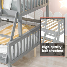 Load image into Gallery viewer, Unovivy Twin Over Full Bunk Bed with Trundle, Bunk Beds Twin Over Full Size with Guardrails and Ladder, Suitable for Kids, Teens, Boys, Girls, No Box Spring Needed, Grey
