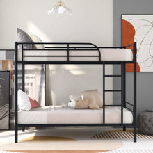 Load image into Gallery viewer, Unovivy Metal Bunk Bed, Sturdy Steel Heavy Duty Bed Frame with Safety Guard Rails &amp; Flat Ladder, Space-Saving Beds for Kids Teens Adults - No Box Spring Needed (Black), Twin
