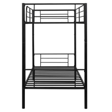 Load image into Gallery viewer, Unovivy Metal Bunk Bed, Sturdy Steel Heavy Duty Bed Frame with Safety Guard Rails &amp; Flat Ladder, Space-Saving Beds for Kids Teens Adults - No Box Spring Needed (Black), Twin
