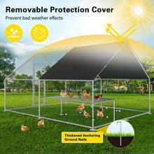 Load image into Gallery viewer, Unovivy Large Metal Chicken Coop with Rest Table Run, Walk-in Poultry Cage Hen Run House Rabbits with Waterproof Cover and Secure Lock for Outside, Backyard and Farm (9.8&#39; Lx13.1&#39; Wx6.4&#39; H)
