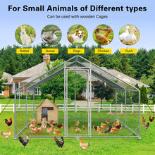 Load image into Gallery viewer, Unovivy Large Metal Chicken Coop Run, Walk-in Poultry Cage Heavy Duty Chicken Runs, Chicken Pen with Waterproof Cover, Ducks Rabbits Habitat Spire Shaped Outdoor Farm Use (123.19 Square Feet)
