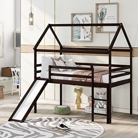 Twin Size Loft Bed with Slide