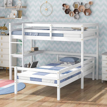 Load image into Gallery viewer, L Shaped Loft Bunk Beds Twin Desk Gray white
