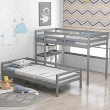 Load image into Gallery viewer, L Shaped Loft Bunk Beds Twin Desk Gray white
